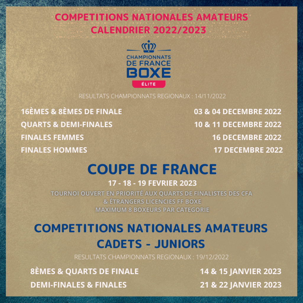 Calendrier des compétitions nationales amateurs 2022/2023 image